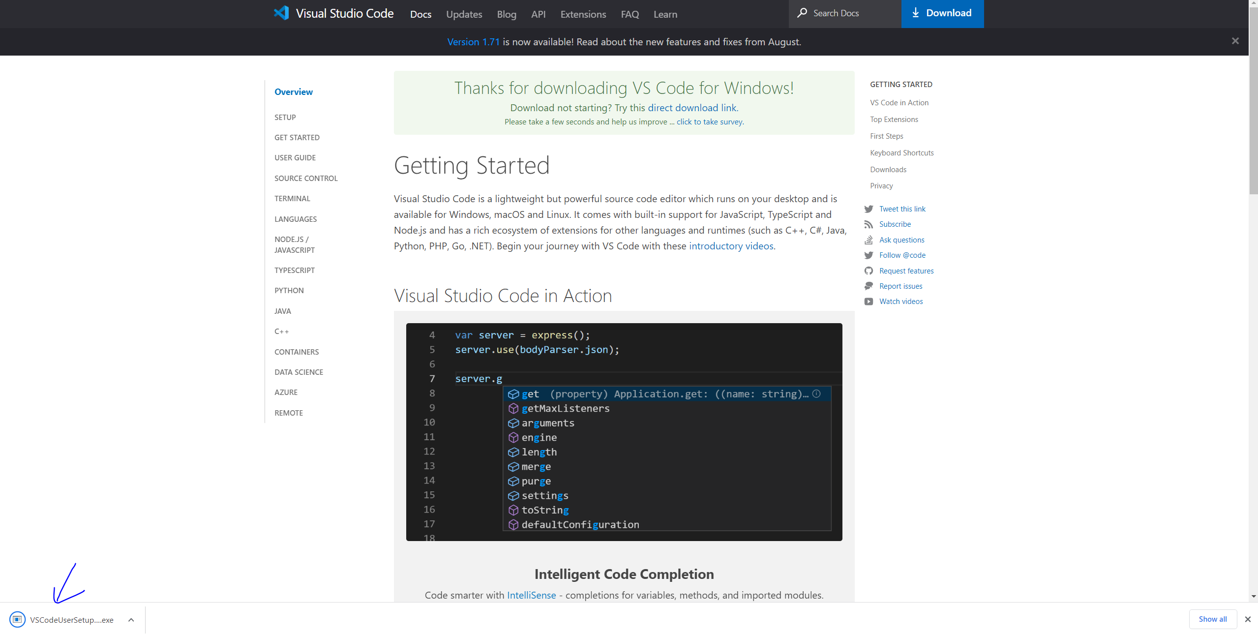 VSCode Download Success
